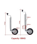 Built Tough Top Wind Trailer Jack With Jockey Wheel And Clamp Europe Type RV Stand 48mm Tube 150kg capacity diagram