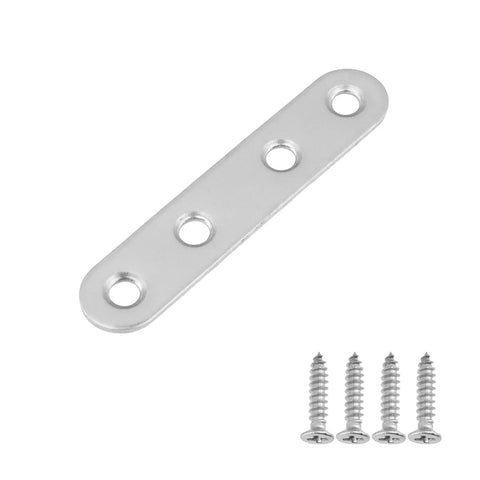 8 Piece Black Straight Brace Brackets for Cabinet Hinge Repair Plate 3 Inch Stainless Steel Flat Mending Plates with screws