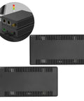 Heavy Duty Black ABS Project Junction Box Kit With Snap Cover Design for Power Supply, LED Circuit Boards And Electronics Projects To Keep Dust Out And Protect Wiring Easily, showing top and bottom views.