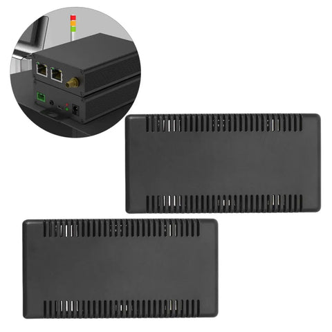 Heavy Duty Black ABS Project Junction Box Kit With Snap Cover Design for Power Supply, LED Circuit Boards And Electronics Projects To Keep Dust Out And Protect Wiring Easily, showing top and bottom views.