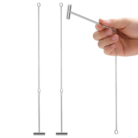 3 Pack Emergency Glass Breaker Hammers For Fire Alarm Call Points In Commercial Buildings Built Tough Iron Construction For Fast Activation Public Safety And Critical Response, hand holding one hammer with chain