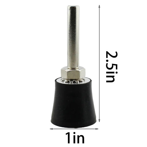 Three Piece 1 Inch Black Rubber Disc Pad Holders Set For Drills And Rotary Tools showing size dimensions