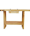 Heavy Duty Rubber Wood Workbench With Bar Clamps For Garage Diy And Welding Station features spacious top and storage drawer.