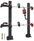Two Place Weed Eater Rack For Open Trailer With Lockable Hasp Mount On Landscape Trailer, built-in line holder shown