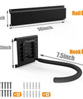 Components of Six Bike Wall Mount Storage Rack With Interlocking Rails And Easy Snap Hooks for indoor garage setup