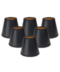 Empire Black Parchment Chandelier Shade With Gold Lining 3 x 5 x 4.25 Inch, Double Flame Clip Fitter, Vintage Vibe, Set of 6
