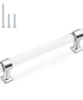 5 Inch Center To Center Polished Chrome Cabinet Pulls Set Of 5 With Clear Acrylic Inserts Zinc Alloy Handles