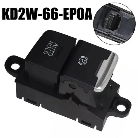 No Sweat Plug And Play Electric Parking Brake Actuator Switch Button Replacement, black with AUTO HOLD label for 2017-2021 vehicles.