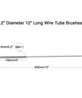 Steel Wire Tube Brush Set 12 Inch Long Spiral Bristle Cleaners One Quarter Inch Diameter Built Tough As Nails Rust Resistant Durable Long Handle Tubing Cleaning Kit Ten Pack with size diagram