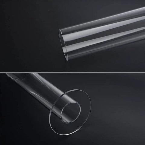 Two clear acrylic tubes for Duo Pack Clear Acrylic Scrunchie Holder Organizer Set For Hair Ties, Bathroom Counter Stand, Room Decor For Girls.
