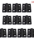 10 pack of black nylon plastic butt hinges for wooden boxes and jewelry cases, durable decorative hinge with easy screw in install.