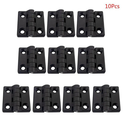 10 pack of black nylon plastic butt hinges for wooden boxes and jewelry cases, durable decorative hinge with easy screw in install.