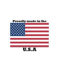 American flag with text 'Proudly made in the U.S.A' emphasizing product origin.