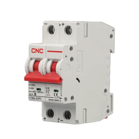 Beefy DC Miniature Circuit Breaker, 2 Pole 63A 1000V Isolator for Solar PV System, Thermal Magnetic Trip, side view