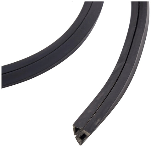 Paxanpax PCK661 universal 3-sided silicone oven door gasket seal kit, black rubber, 2-piece set, end cross-section.