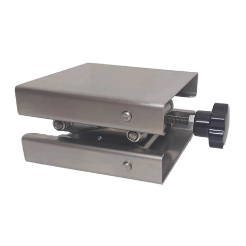 Motorized Rotary Positioning Stage With Stainless Steel Lifting Platform, side view showing height adjustment mechanism.