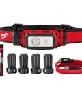 RedLithium USB Hard Hat Headlamp With LED Power 2163-21 includes battery, charger, and mounting clips; used for hands-free work lighting