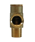 Front view of 1/2 in MNPT x 1/2 in FNPT lead-free brass pressure relief valve