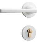 Safe And Silent Door Lock Kit With Split Mechanical Handle Latch In White For No Brainer Installation And Quiet Operation