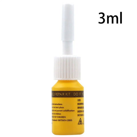 Glass Nano Repair Fluid Windshield Kit For Small Chips And Cracks, yellow 3ml bottle with applicator tip for auto glass repair