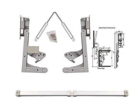 Translational Lift Up Cabinet Door Hinge Mechanism For 60 To 90 Cm Cabinets With 250N Beefy Spring components and diagram