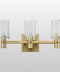 Three Light Vanity Wall Sconce with Explosion-Proof Frosted Glass Shade, Dope Gold Plated Modern Bath Fixture