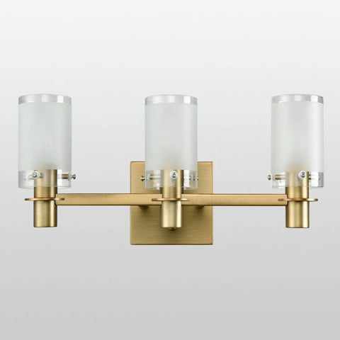 Three Light Vanity Wall Sconce with Explosion-Proof Frosted Glass Shade, Dope Gold Plated Modern Bath Fixture