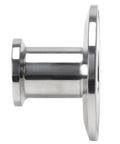 Concentric sanitary reducer with tri-clamp ends, side view, stainless steel 304, 2 in x 1/2 in