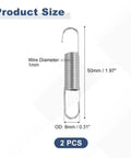 Stainless Steel Extension Springs With Dual Hooks 1mm Wire Diameter 8mm Outer Diameter 50mm Length Two Pack For Home Furniture Repair And Hanging