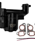 Heavy Duty Electric Water Pump For Chevy LS1 LS2 LS3 Engines Pushing 35 GPM With Slick Black Finish and included piping parts.