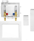 Washing Machine Outlet Box With 1/2 Inch Pex A Expansion Inlet And 3/4 Inch MHT Connection, showing frame and components