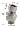 Leak-Proof 360 Degree Swivel Shower Head Adapter With Ball Joint, Universal Arm Connector For Adjustable Showers, No-Fuss Durable Brass And Chrome Build In Brushed Nickel Finish, G1/2 brass adapter, 53mm x 12mm