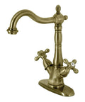 Antique Brass Vessel Sink Faucet With Deck Mount 1 Or 3 Hole Installation Deck Plate Drip Free Ceramic Disc Cartridge 1.2 GPM Flow Old