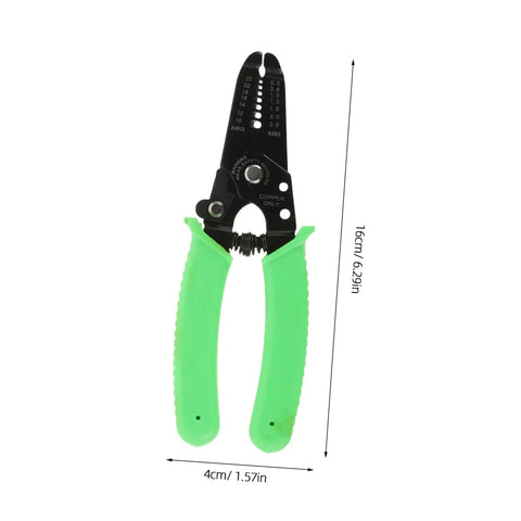 Portable Wire Stripper Pliers With Soft Grips Rapidly Strips Copper Jacketing, green soft grip handles, 16cm length.