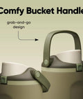 Forty Ounce Insulated Stainless Steel Water Bottle Leakproof Travel Flask with comfy bucket handle for easy hydration on the go.