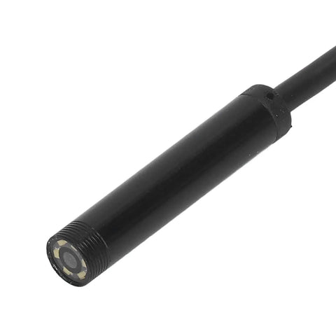 Super Handy 7mm Endoscope Camera Borescope With Six LED Lights For Android And Windows USB Inspection Tool IP67 Waterproof One Meter Cable For Pipes Drains And Industrial Inspections close-up black 7mm camera head