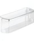 Left Door Shelf Bin Replacement Part for Refrigerator Compatible with LG Kenmore Sears, clear plastic bin, side view