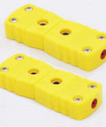 Two yellow K-type thermocouple plug adapters with screw terminals