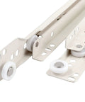 Smooth As Butter White Roller Drawer Slides, Bottom Mount Partial Extension Runners With Quiet Glide, Durable Cold Rolled Steel close-up view.