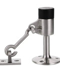 Stainless Steel Door Stopper With Hook Heavy Duty Wall Mounted Door Stop For Home And Office Keeps Doors Open Without Slamming Cushioned Pad Protects Walls Durable Silver Finish