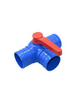 Plug And Play All In One 50/63/75/100mm Water Hose Connector Kit with tap tee splitter and straight shut off ball valve in red and blue
