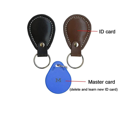 RFID Push To Start Car Ignition Kit With Keyless Go Button And Leather Key Fob, two ID cards and blue master card