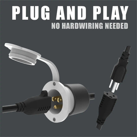 15 Amp AC Power Inlet Port With 20 Inch Outdoor Extension Cord Waterproof Shore Power Receptacle for easy plug and play
