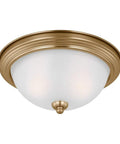 Geary 2 Light Satin Brass Ceiling Flush Mount Light With 12.5 Inch Diameter And 5.5 Inch Height, 120 Total Watts, Steel Construction
