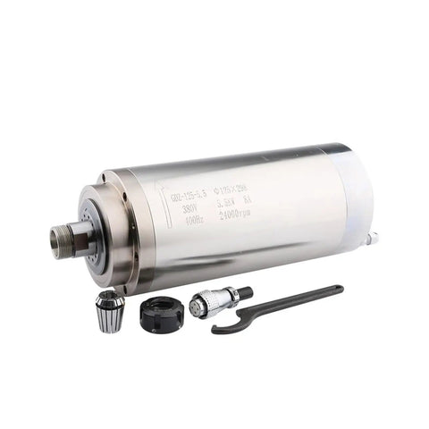 5.5kW CNC Spindle Motor Water Cooled 220V 380V ER25 Chuck With Z Axis 125x298mm shown with accessories for milling