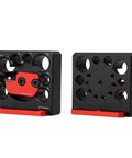 Heavy Duty Aluminum Adjustable Drill Dowel Jig With Carbide Cutter Bit For Sweet Round Profiles And Zero Hassle Woodshop Projects Quick Turn Knobs Covering Eight Through Twenty Millimeters, showcasing front and back views.