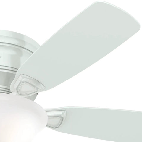 Close-up of blades on Low Profile 48 Inch White Ceiling Fan With LED Light Kit And Pull Chain Whisper Wind Motor For Quiet Operation