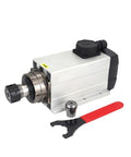 Drop In Ready 7.5KW 9KW CNC Air Cooled Spindle Motor With ER32 Collet For Router Milling And Engraving Handles 220V Or 380V showing motor and collet.