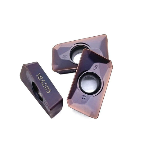 Grab These 10 Piece APMT160408 YBG205 Indexable Carbide Lathe Tools That Rock On Steel And Stainless For Serious Machining Action, three carbide inserts.