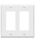 Heavy Duty 2 Gang White Decorator Light Switch And Outlet Wall Plate Cover Built From Slam Proof Polycarbonate Thermoplastic